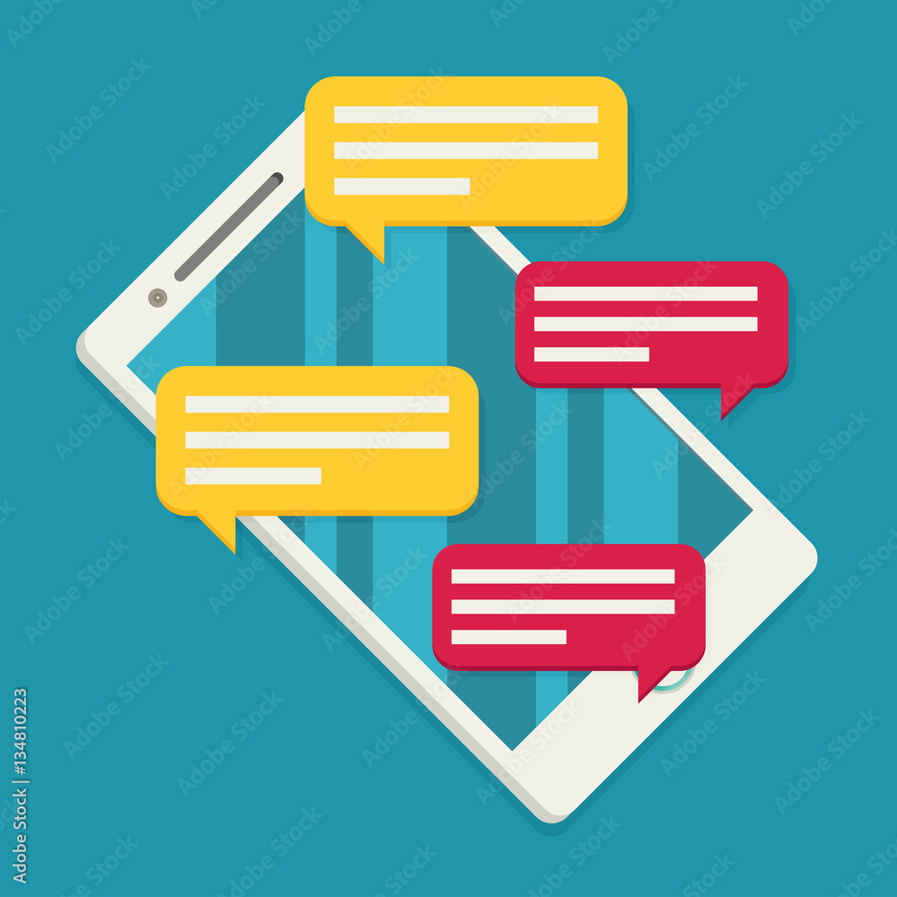 Mobile phone & messages, vector illustration