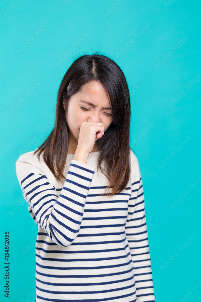 Woman suffer from nose allergy Woman suffer from nose allergy