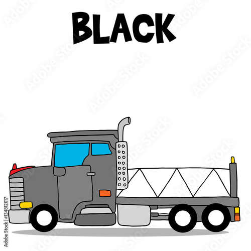 Transportation of black truck cartoon