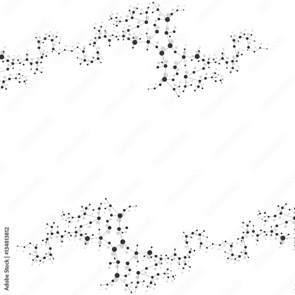 Obraz premium Structure molecule and communication Dna, atom, neurons. Science concept for your design. Connected lines with dots. Medical, technology, chemistry, science background. Vector illustration