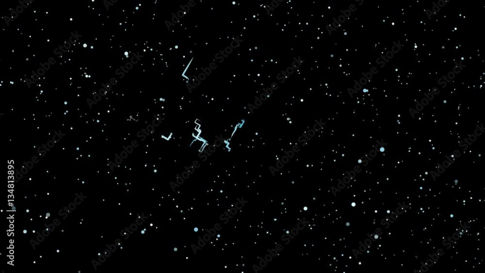 Abstract animation with straight lines in spatial space background with ...