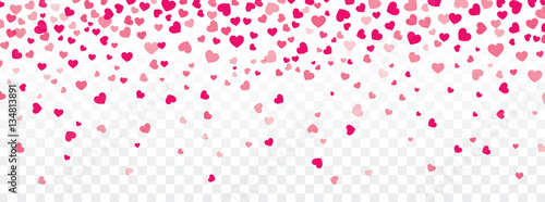 Valentine background with hearts falling on transparent
