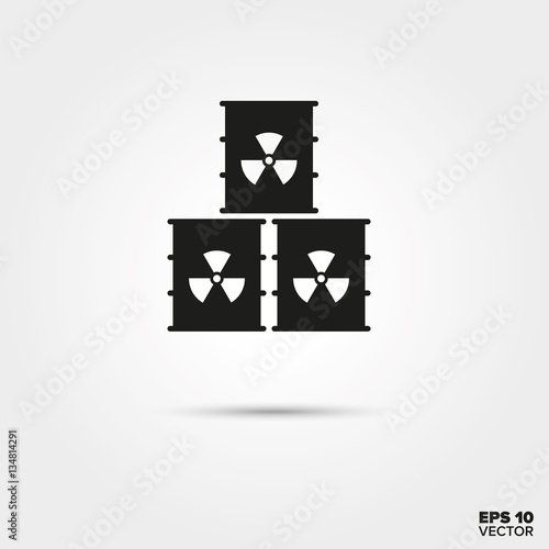 Nuclear waste barrels icon. Radioactive trash Symbol.