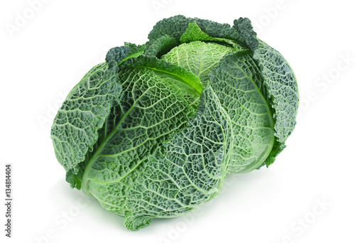 Savoy cabbage on white