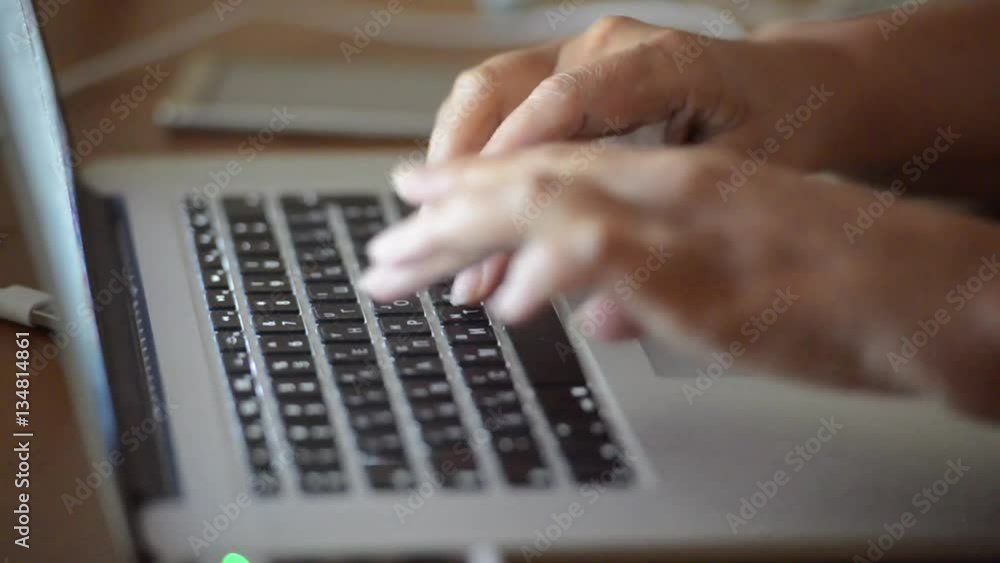 Typing on a computer, hand printed text, email to support online shopping Typing on a computer, hand printed text, email to support online shopping