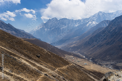 Top view of Lumde village, Everest region, Nepal © skazzjy