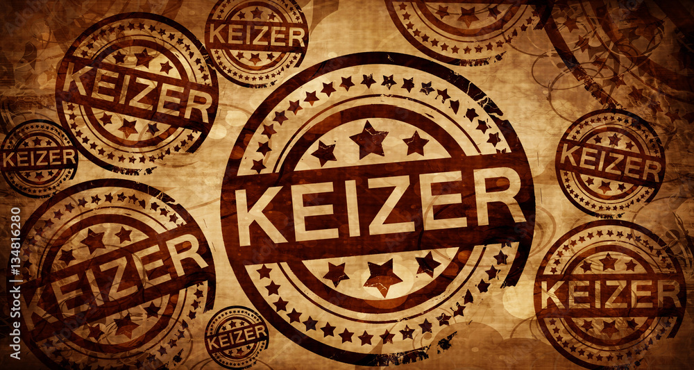 keizer, vintage stamp on paper background