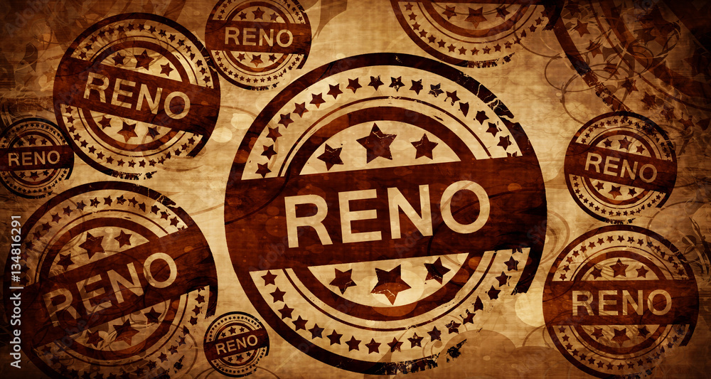 reno, vintage stamp on paper background