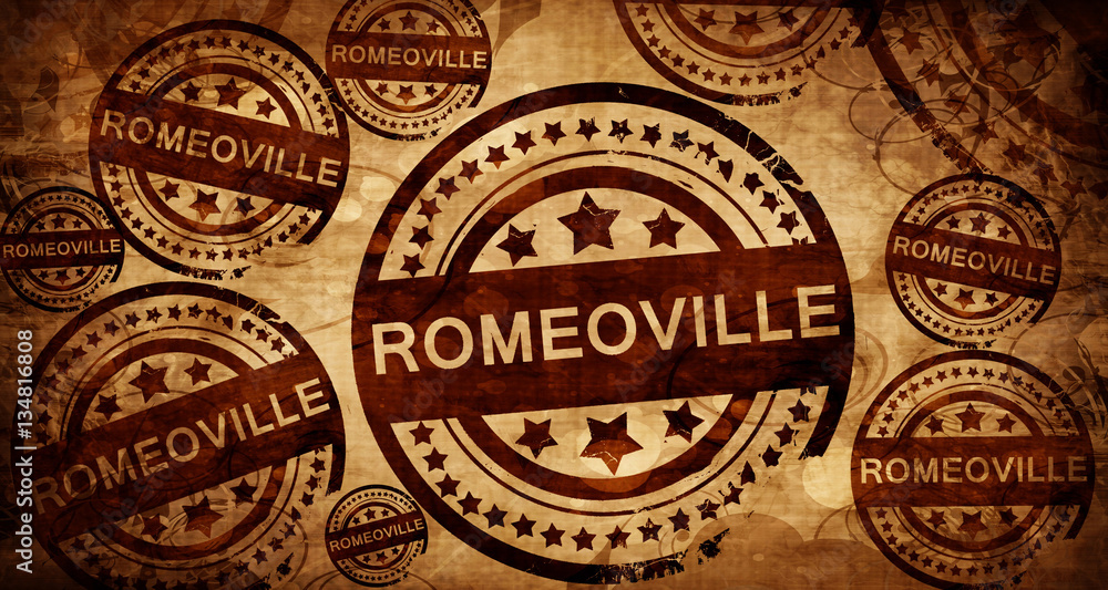 romeoville, vintage stamp on paper background