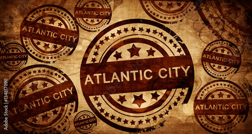 atlantic city, vintage stamp on paper background
