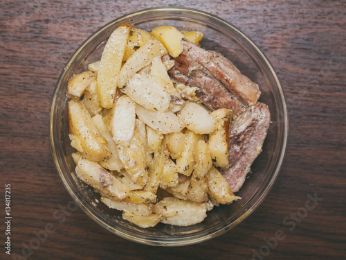 Baked potatoes with meat
