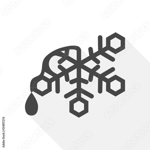 Melting snowflake with a drop of water