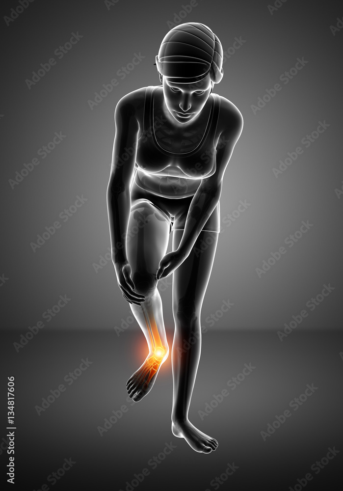 Female foot with ankle pain Female foot with ankle pain