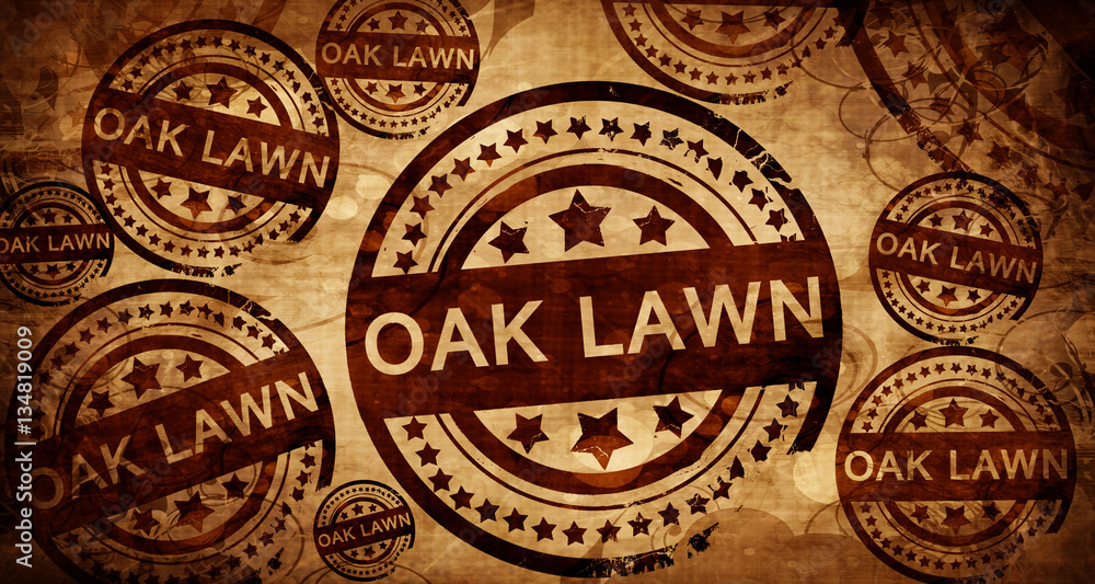 oak lawn, vintage stamp on paper background