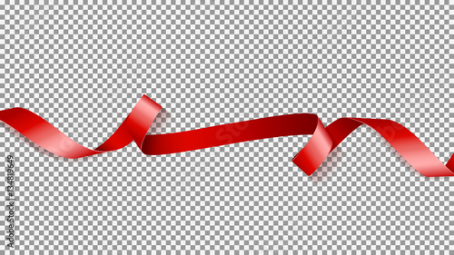 Red satin ribbon isolated on transparent backdrop
