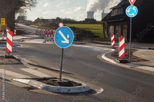 Verkehrsschild, Baustelle, Warnbake
