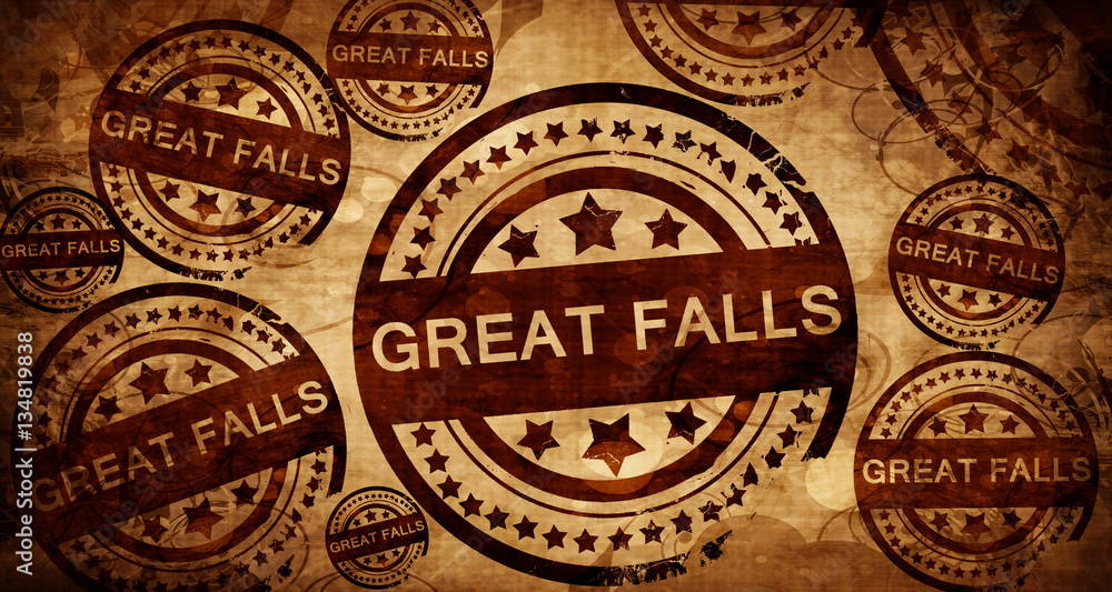 great falls, vintage stamp on paper background