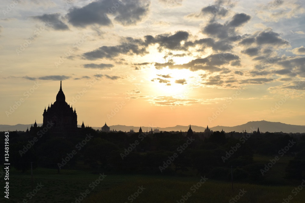 Ancient Bagan Temples at sunset, Myanmar