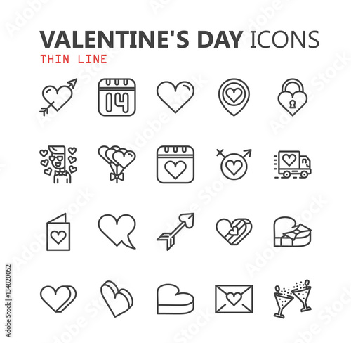Simple modern set of valentines day icons. Premium symbol collection. Vector illustration. Simple pictogram pack.