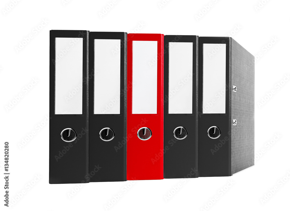 Office folders black and red isolated on the white background Office folders black and red isolated on the white background