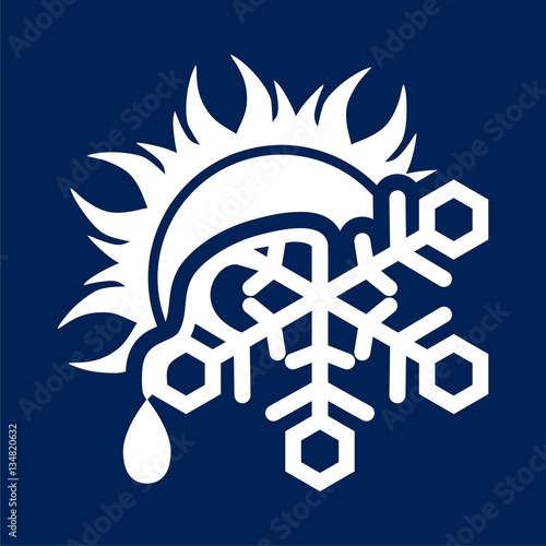 Sun and melting snowflake icon