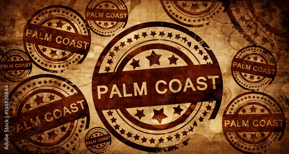 palm coast, vintage stamp on paper background