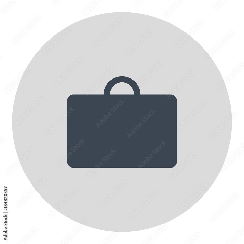 Suitcase icon - Flat design, glyph style icon - Gray enclosed in a circle Suitcase icon - Flat design, glyph style icon - Gray enclosed in a circle