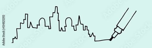 lijntekening van een stad