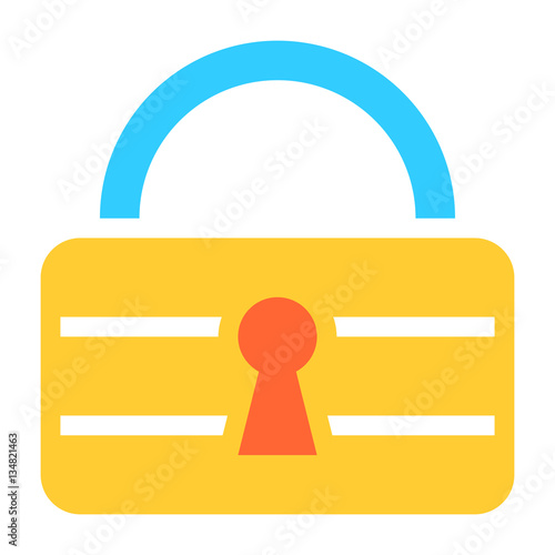 Flat padlock icon lock sign password button