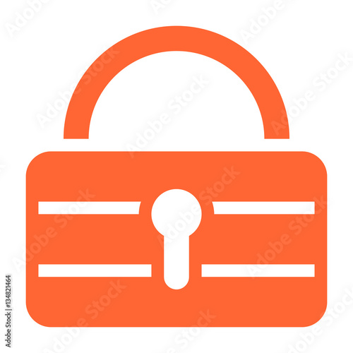 Flat padlock icon lock sign password button