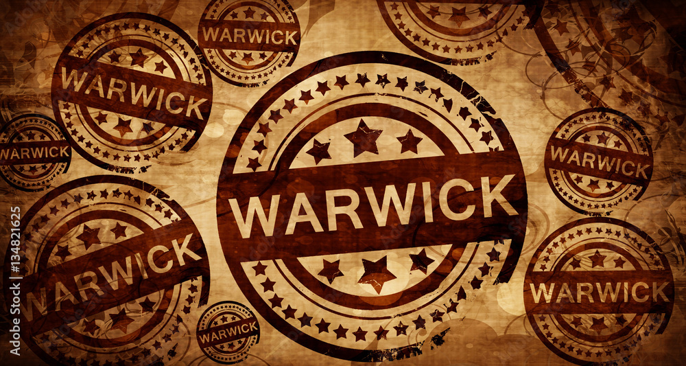 warwick, vintage stamp on paper background