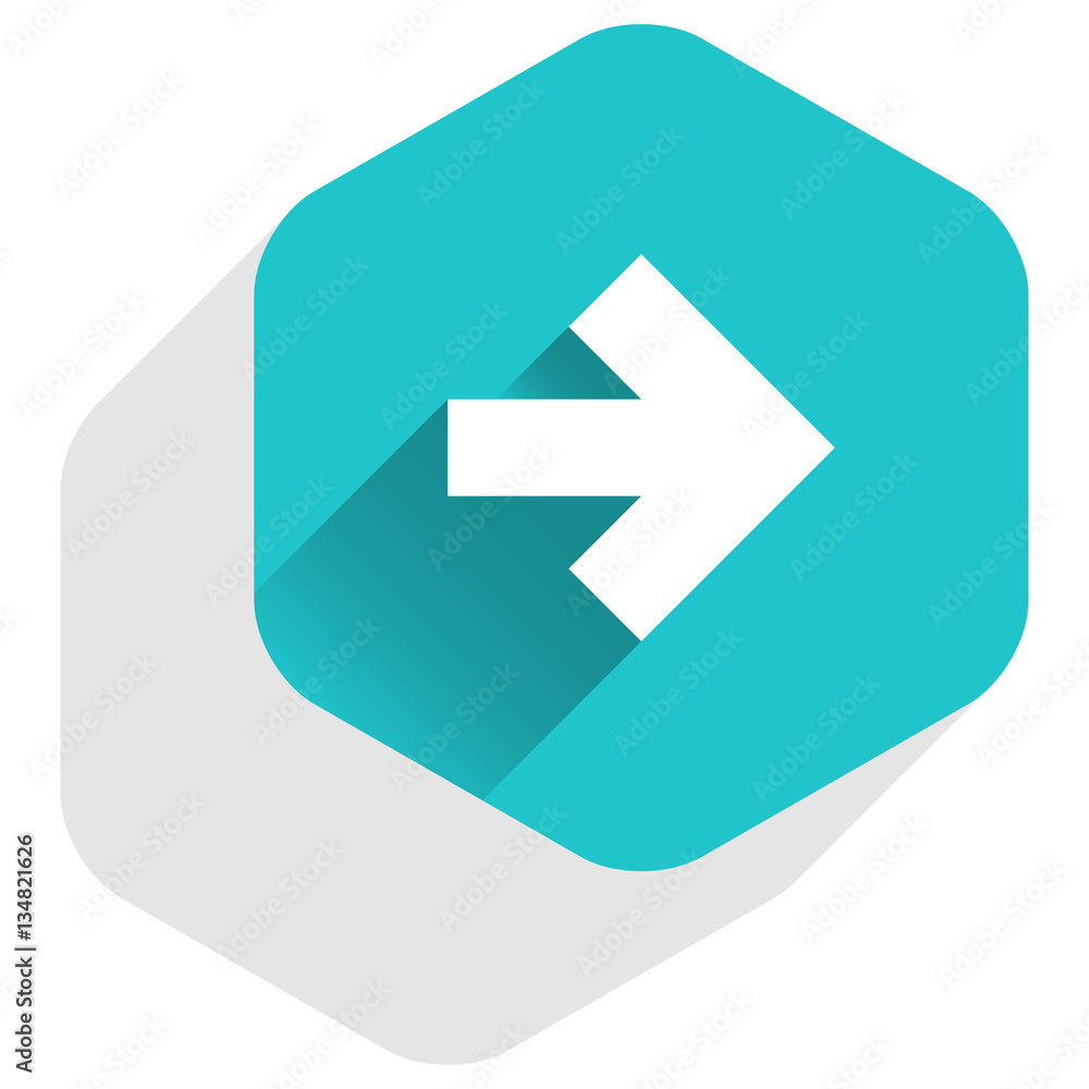 Arrow sign hexagon icon flat long shadow style Arrow sign hexagon icon flat long shadow style