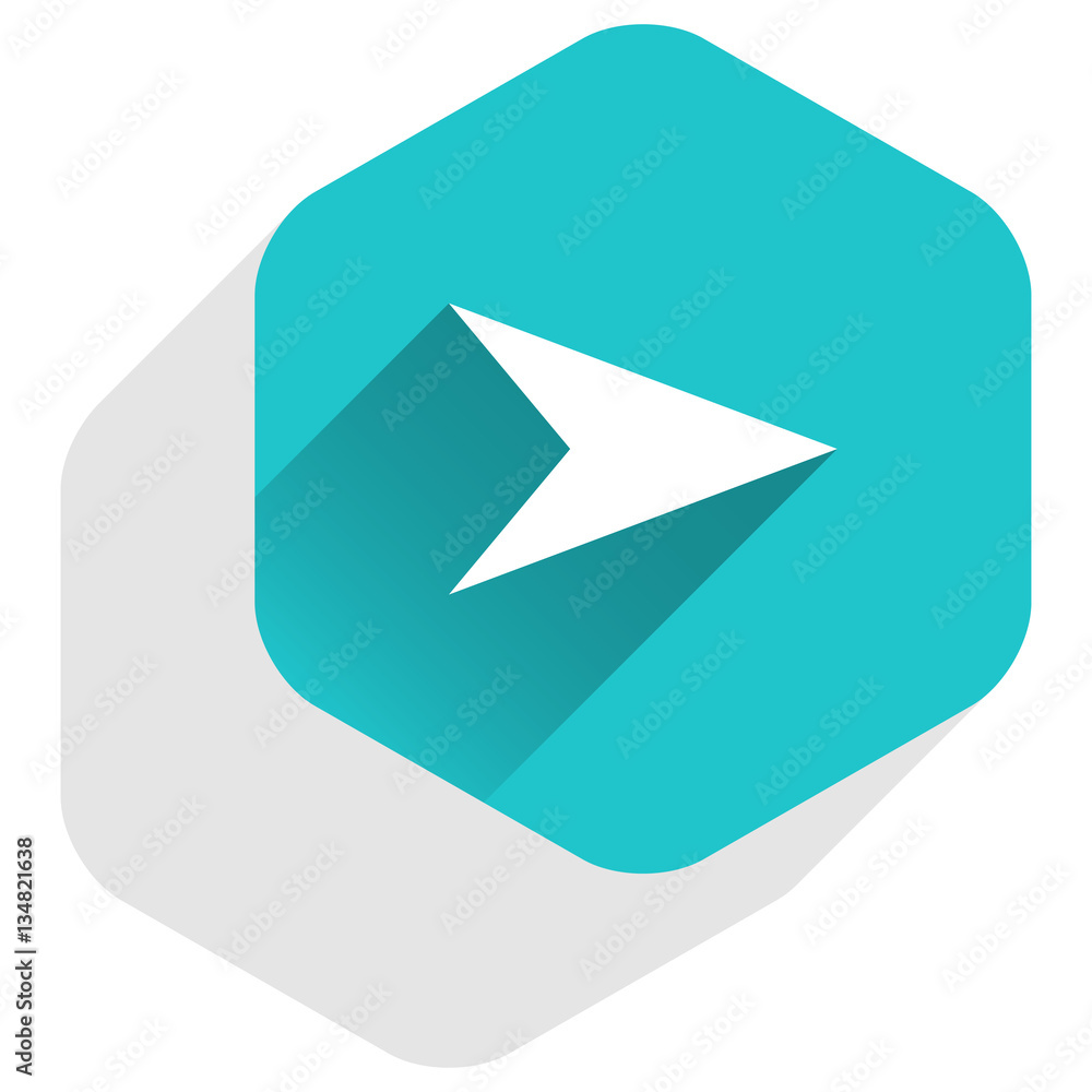 Arrow sign hexagon icon flat long shadow style Arrow sign hexagon icon flat long shadow style