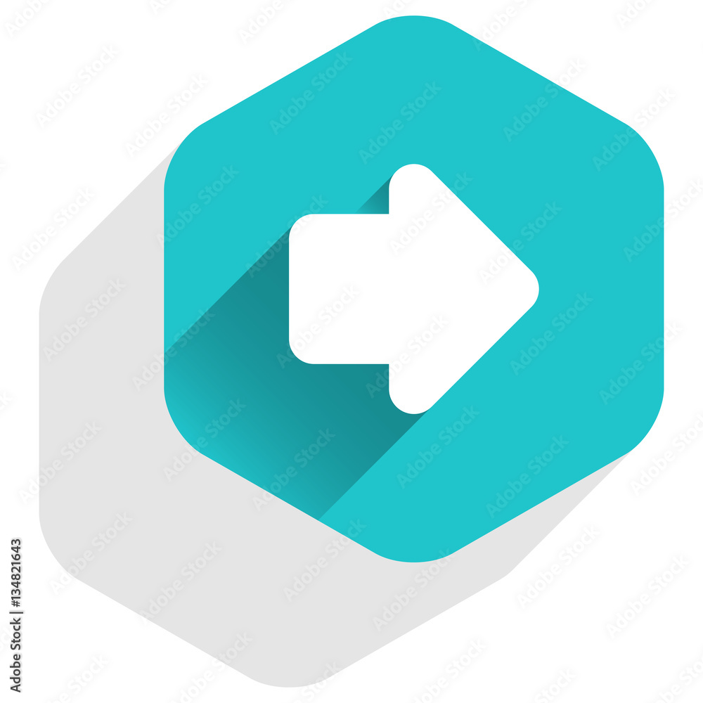 Arrow sign hexagon icon flat long shadow style Arrow sign hexagon icon flat long shadow style