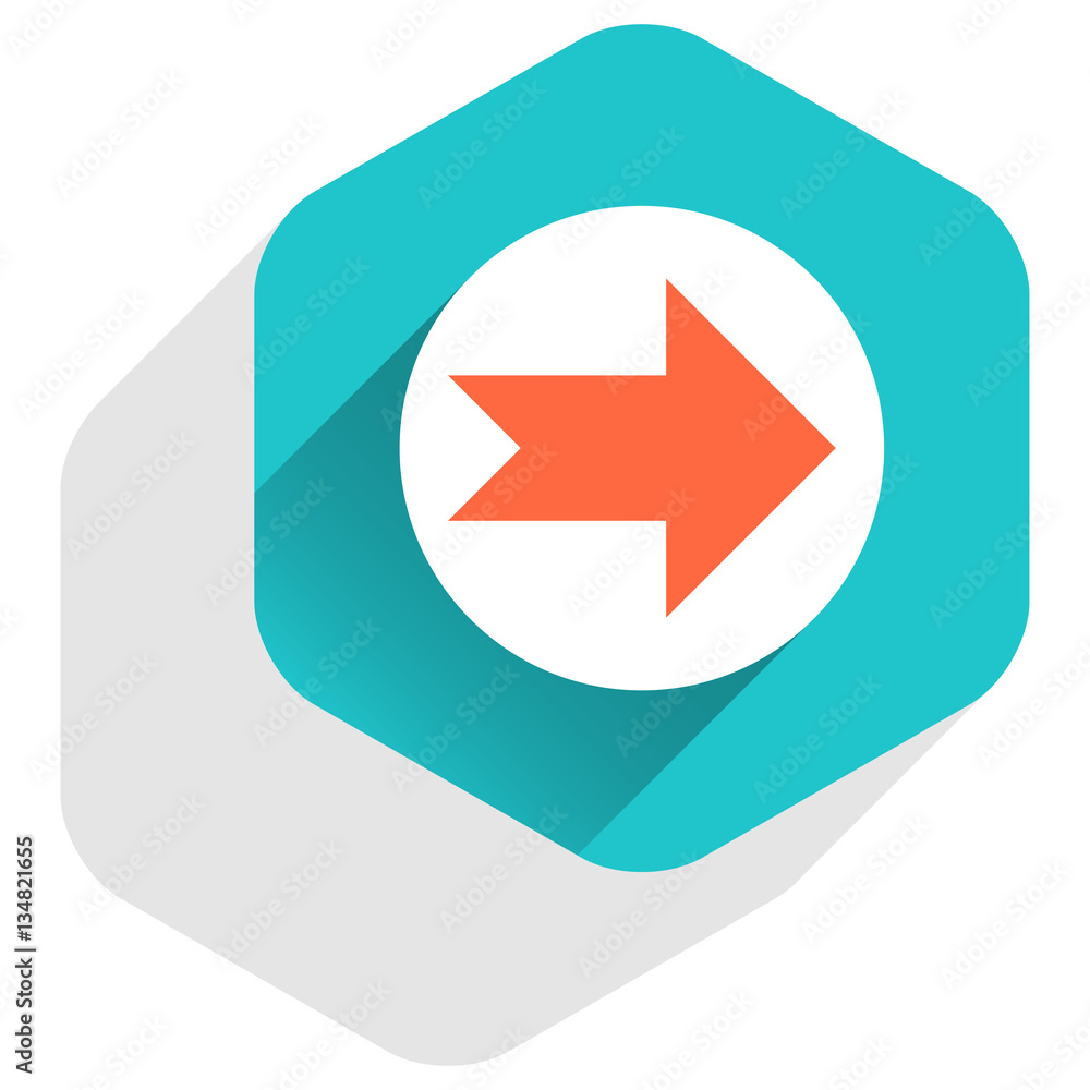 Flat arrow sign round icon hexagon button Flat arrow sign round icon hexagon button