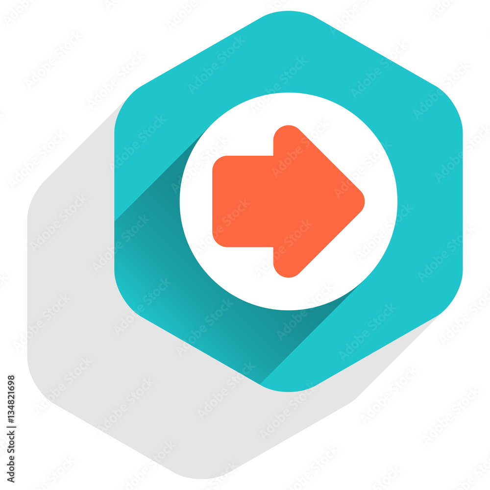 Flat arrow sign round icon hexagon button Flat arrow sign round icon hexagon button