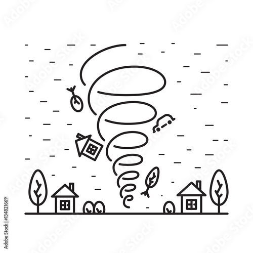 Vector linear picture of the climatic phenomena of a tornado.