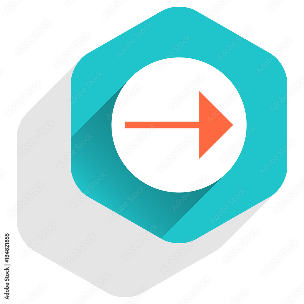 Flat arrow sign round icon hexagon button Flat arrow sign round icon hexagon button