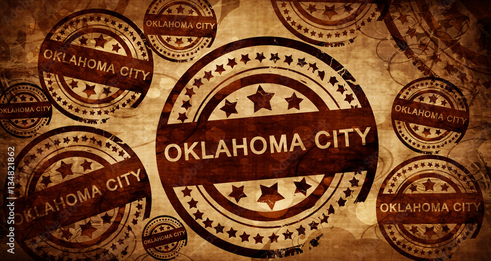 oklahoma city, vintage stamp on paper background