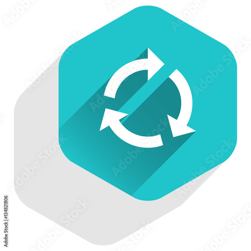 Flat arrow sign repetition icon hexagon button