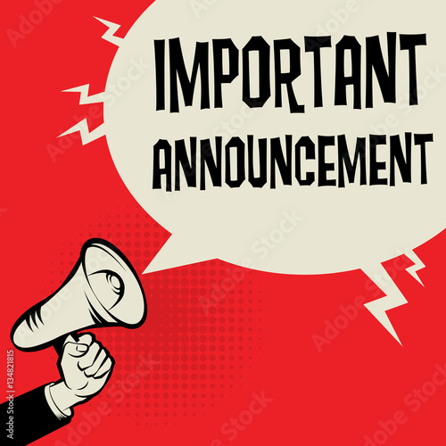 Megaphone Hand business concept text Important Announcement