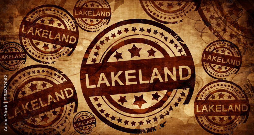 lakeland, vintage stamp on paper background