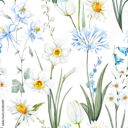 Watercolor vector floral pattern