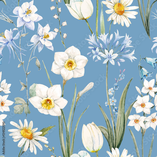 Watercolor vector floral pattern