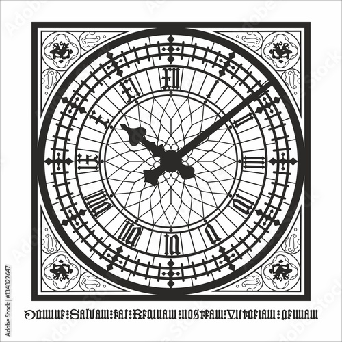 Big Ben - Clock isolated on white background - Clock Tower - Clock sheet - London -  Westminster - Ziffernblatt nostalgisch Uhr Uhrzeiger 