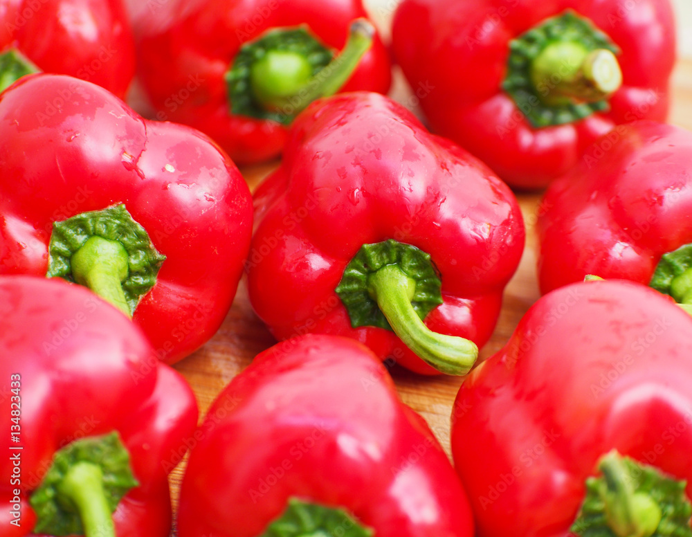 Healthy red paprika in the market