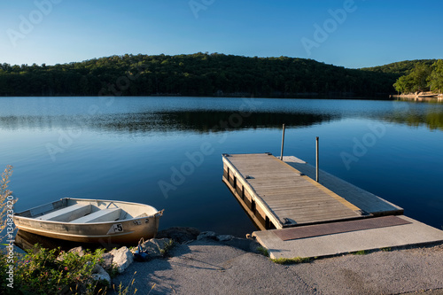 Dock at Lake Sebago, Harriman State Park, New York, USA.