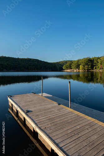 Dock at Lake Sebago, Harriman State Park, New York, USA.
