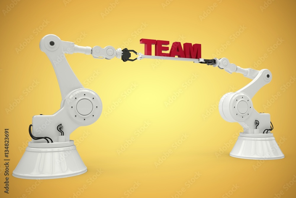 Composite image of composite image of robots with team text 3d Composite image of composite image of robots with team text 3d
