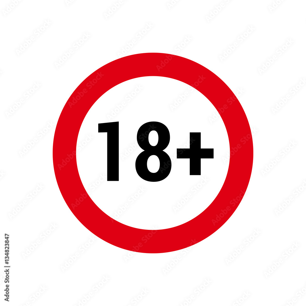 Under eighteen years prohibition sign, adults only, vector illustration Under eighteen years prohibition sign, adults only, vector illustration